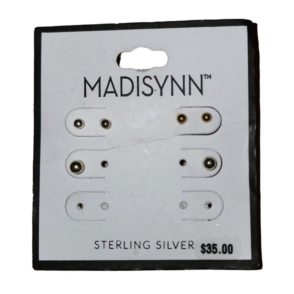 New Madisynn Sterling Silver Basic Classic Stud Balls Earrings Jewelry